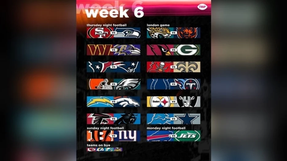 2024 NFL Week 6 schedule How to watch today's games