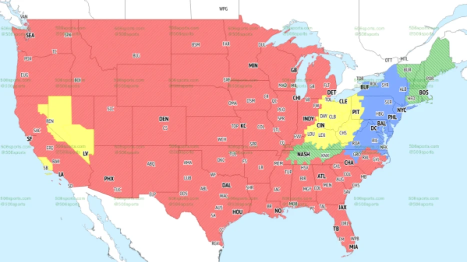 If you're in blue, you'll get Giants vs. Commanders on TV