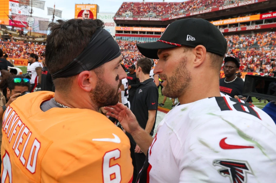 Bucs QB Baker Mayfield Offers Terrific (and Hilarious) Advice to Falcons Rookie Michael Penix Jr. After Kirk Cousins Benching