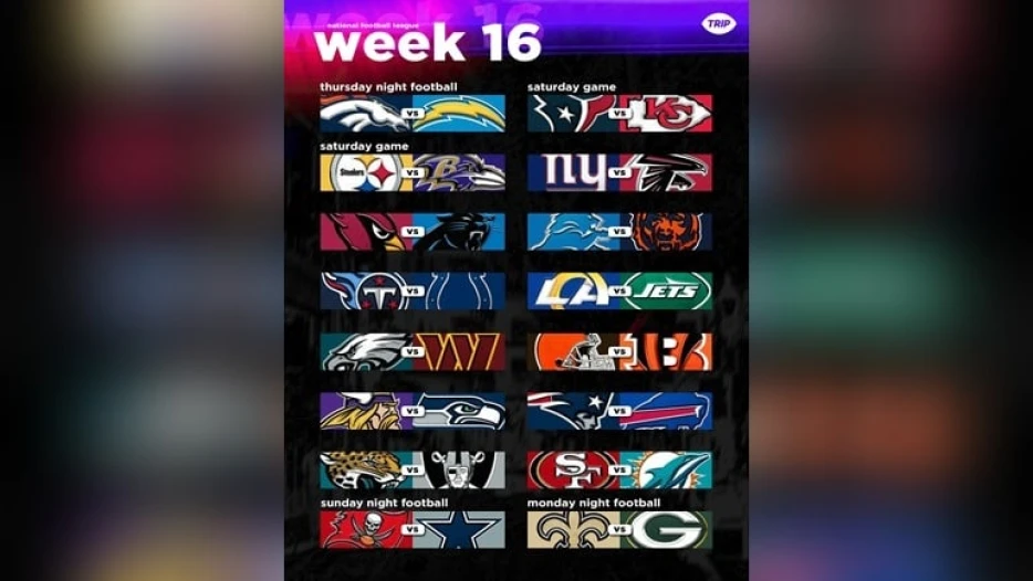 2024 NFL Week 16 schedule How to watch today's games