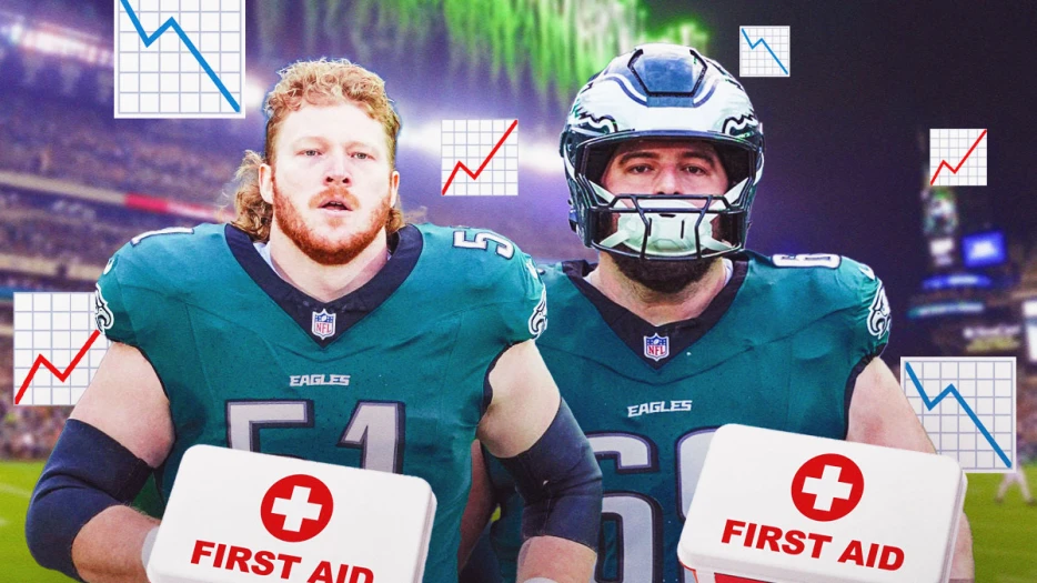 Eagles’ Cam Jurgens enters for injured Landon Dickerson vs. Commanders