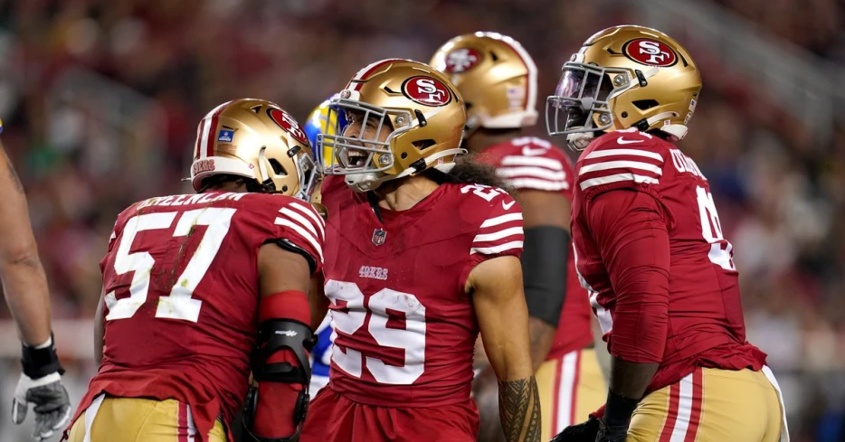 How many new starters will the 49ers have on defense in 2025?