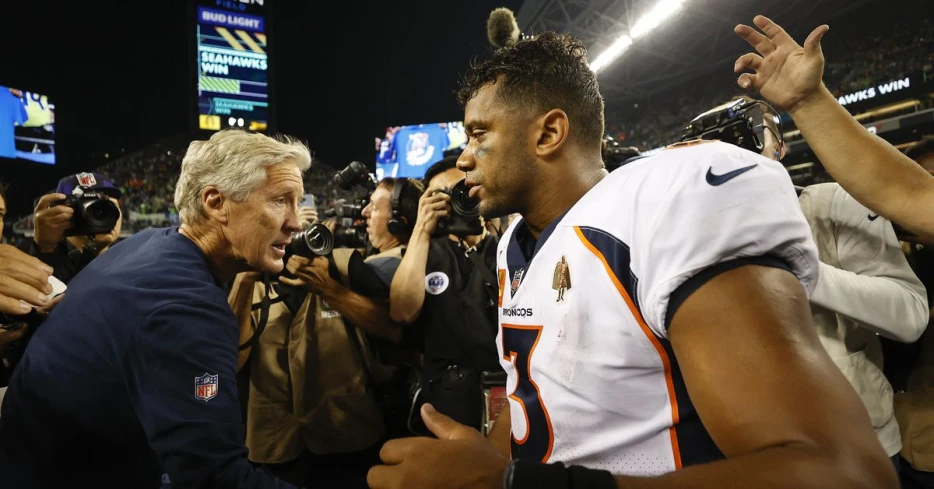 Raiders coach Pete Carroll says it’s too early to talk about a Russell Wilson reunion