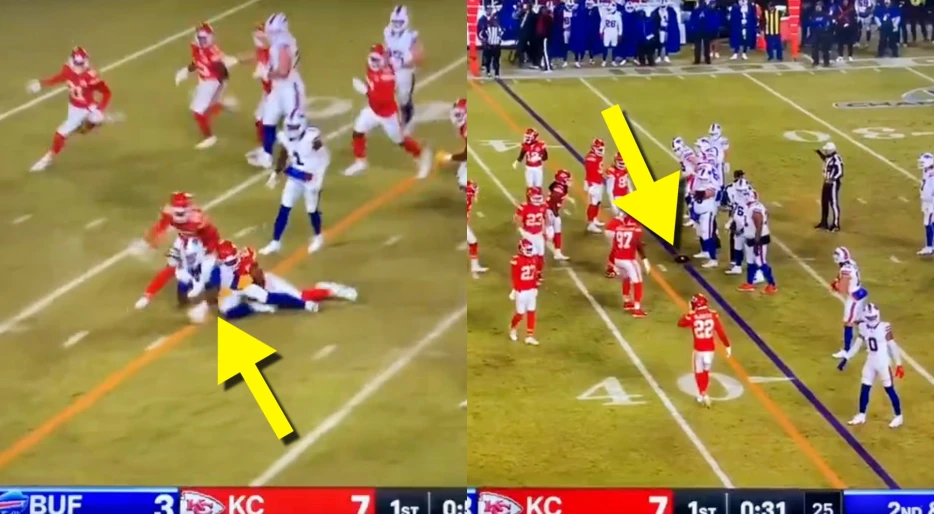 Incriminating New 5-Minute Video Exposes Referees For Shadily Spotting Buffalo Bills Short On Dozens Of Plays During AFC Championship vs. Chiefs