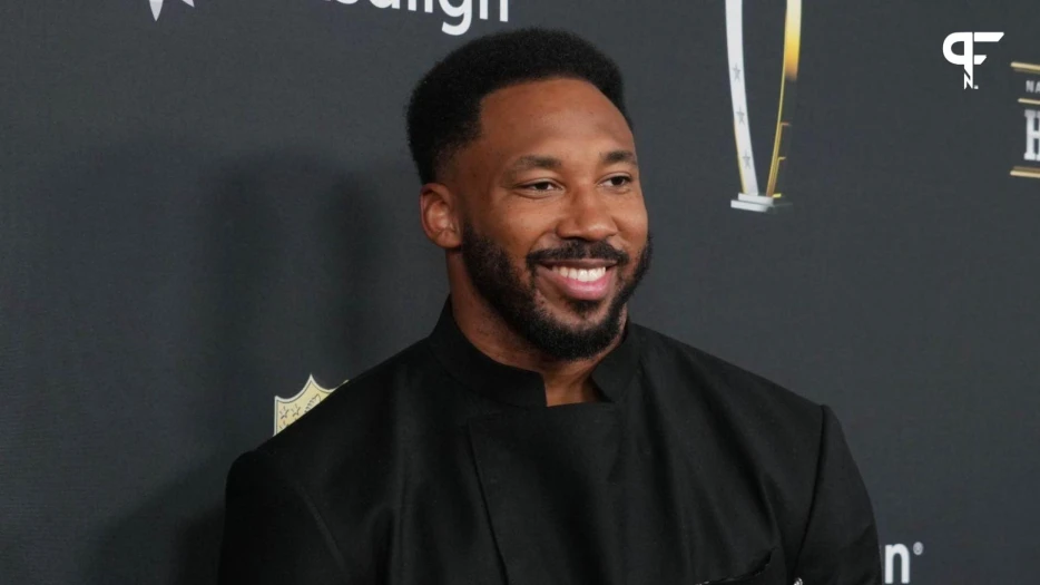 Lions Stars Jared Goff, Aidan Hutchinson Meet With Myles Garrett at NFL Honors, Igniting Trade Rumors