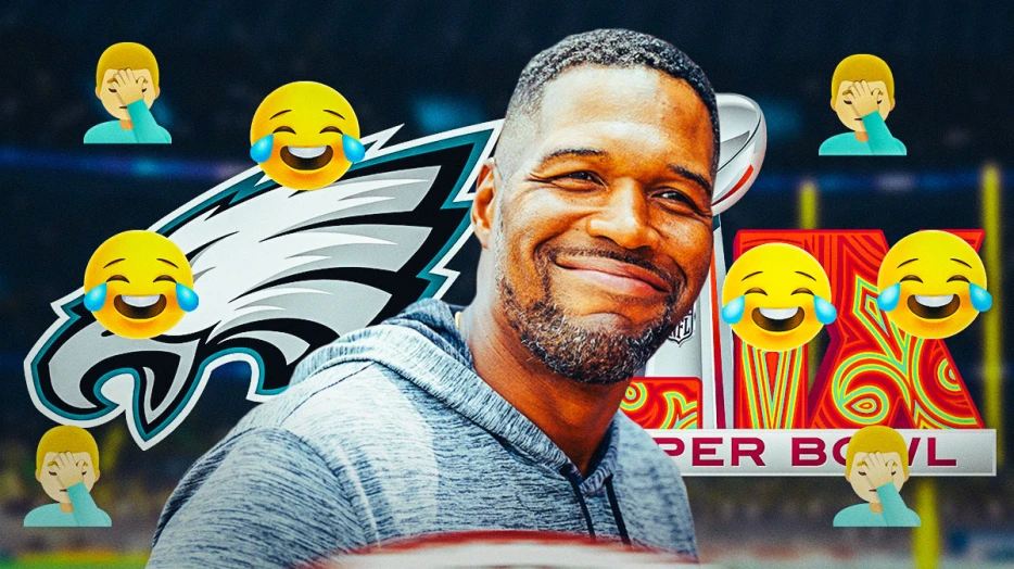 Michael Strahan roasts Eagles fan for spelling gaffe during Super Bowl pregame