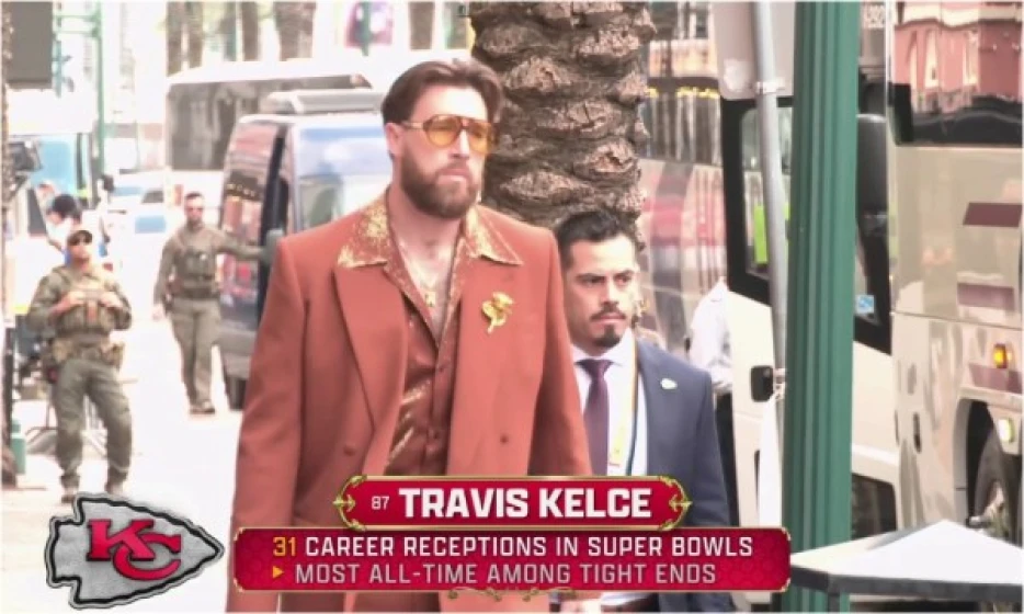 Travis Kelce's trippy 1970's-inspired look ahead of Super Bowl 2025 was a total vibe