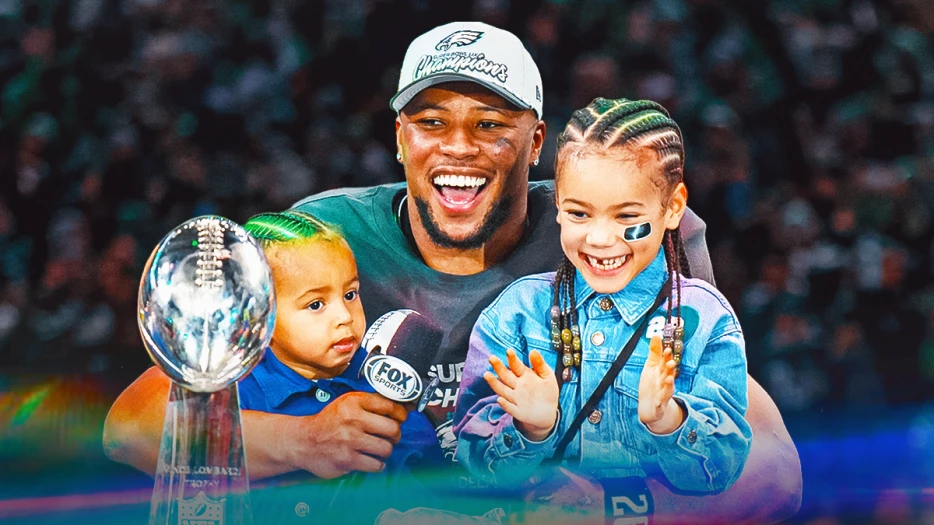 Saquon Barkley’s adorable daughter steals the show during Eagles post-Super Bowl win interview