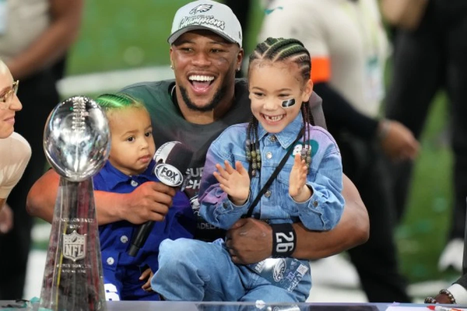 Saquon Barkley's daughter adorably congratulated him during Fox interview after winning the Super Bowl