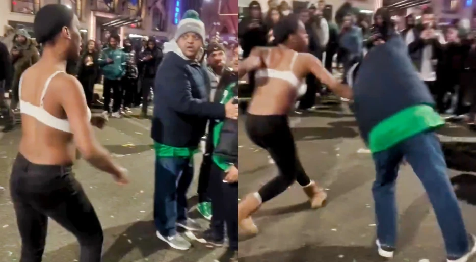 Female Eagles Fan Wanted To Fight Everybody In Her Bra During Crazy Scene At Super Bowl Celebration In Philadelphia