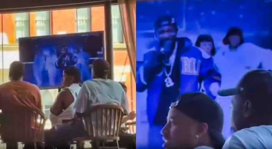 Incredibly Awkward Moment Shows Drake’s Team Gathered In Front Of TV &amp; Paying Close Attention To Kendrick Lamar’s Super Bowl Halftime Show