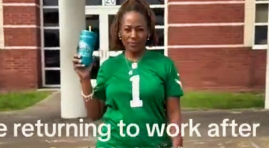 Jalen Hurts’ Mom Was Flexing In His Gear After Returning to Her Job For the First Time Since His Super Bowl Victory