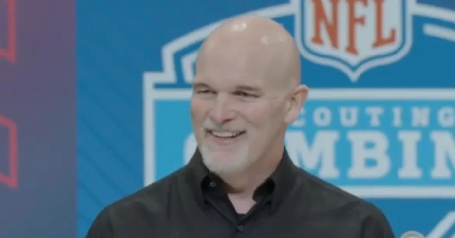 Dan Quinn speaks at the NFL Scouting Combine