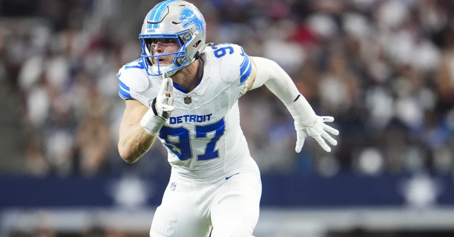 Detroit Lions’ Aidan Hutchinson looks ready to go