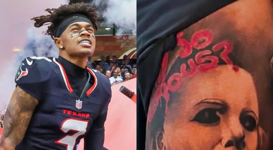 Texans Wide Receiver Tank Dell Shows Off The Most Spine-Chilling Leg Tattoo You’ll Ever See In Your Life