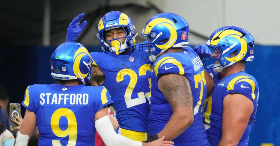Where does each Rams offensive starter rank in 2025 cap hit?
