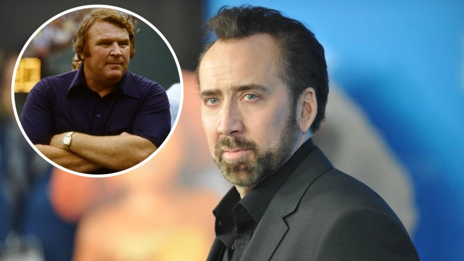 First Look At Oscar-Winning Duo Of Nic Cage And Christian Bale As NFL Icons John Madden And Al Davis Released