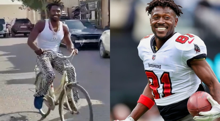 Antonio Brown Doesn’t Look Like Someone Who’s Wanted By Police For Attempted Murder As Cameras Caught Him Casually Riding His Bike With The Widest Grin On His Face
