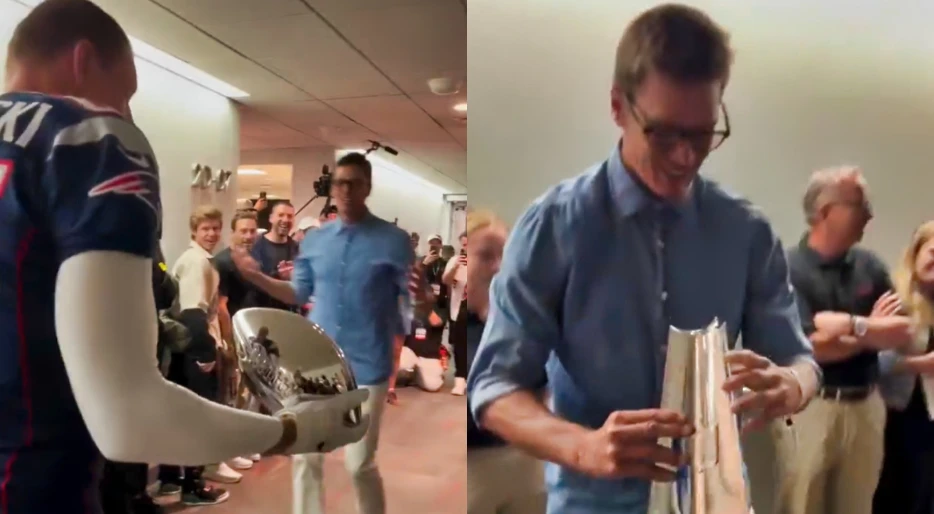 Tom Brady &amp; Rob Gronkowski Busted The Lombardi Trophy After Horsing Around With It At Fanatics Fest