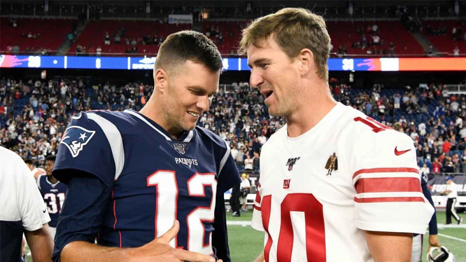 Tom Brady’s WWE-style Fanatics Fest entrance interrupted by Eli Manning