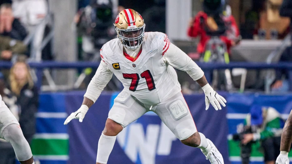 Trent Williams takes part in Wednesday's 49ers practice