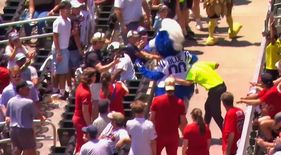 Indianapolis Colts Mascot Attacks Security Guard During Wild Scene At MLB Game