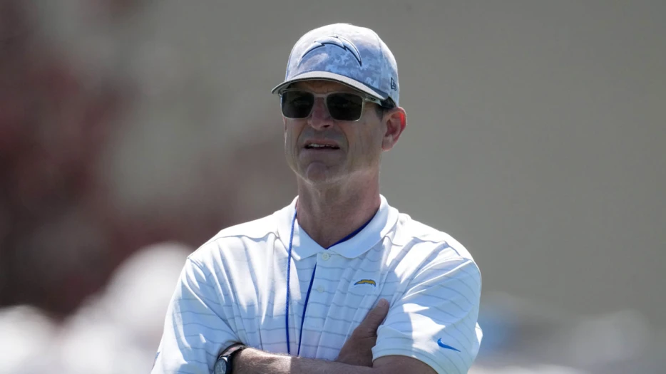 Chargers’ Jim Harbaugh tries to be hip with Tre Harris contract update