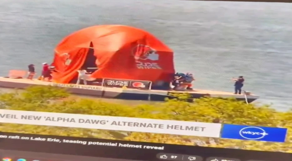 Disaster Unfolds As Photographer Falls Into The Water On Live TV During Cleveland Browns’ Special Helmet Reveal