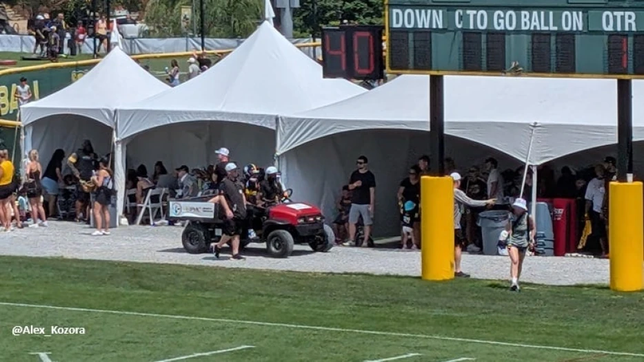 OLB Jeremiah Moon Leaves Training Camp Practice On Cart