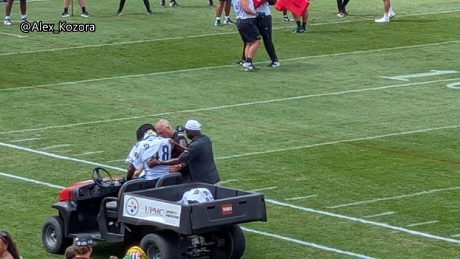 FB DJ Thomas-Jones Leaves Training Camp Practice On Cart