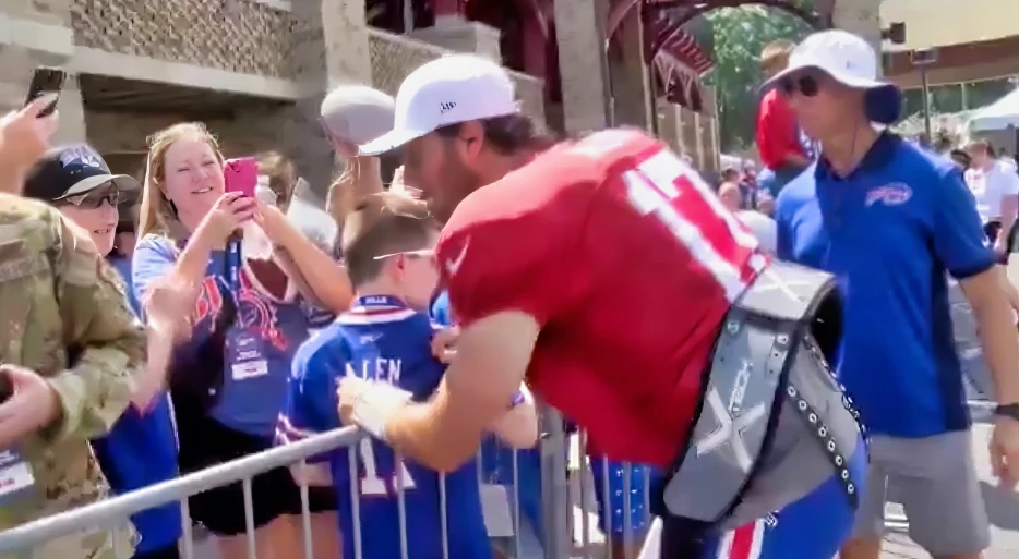 Josh Allen Is Going Viral After Internet Detectives Noticed His Interesting Actions Before Approaching Military Service Members At Bills Training Camp