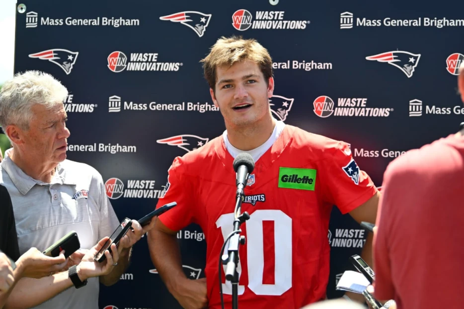 Patriots QB Drake Maye Comments On Mike Vrabel’s Involvement In Scrimmage Brawl With Commanders