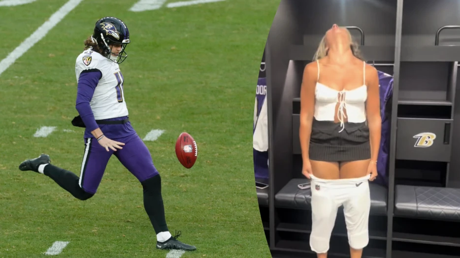 NFL Fiancée Fails To Wear Baltimore Ravens Punter’s Wicked Tight Football Pants. Why Can’t She Get Them On?