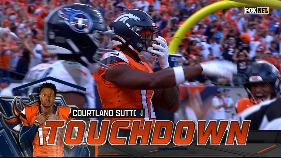 Broncos' Bo Nix throws 22-yard TD to Courtland Sutton to take lead vs. Titans