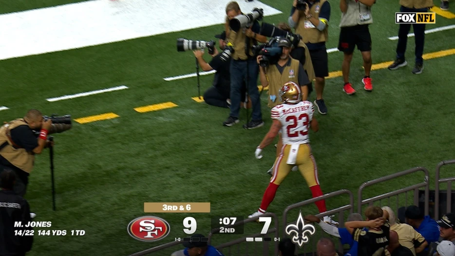 Mac Jones connects with Christian McCaffrey for seven-yard TD, extending 49ers' lead against Saints | NFL Highlights