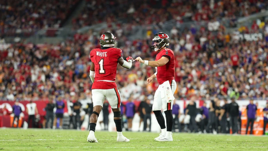 Buccaneers RB Rachaad White’s 3-word reaction to Baker Mayfield’s clutch play
