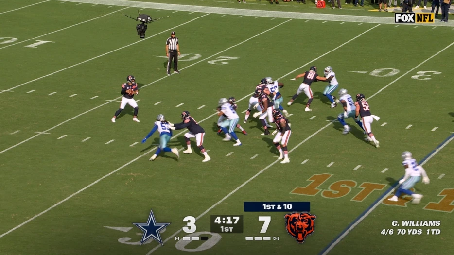 Caleb Williams converts 65-yard flea-flicker TD to Luther Burden III, extending Bears’ lead over Cowboys | NFL Highlights