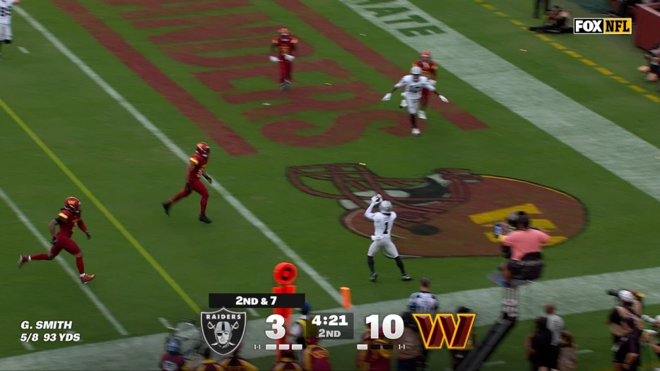 Raiders' Geno Smith throws a 10-Yard TD to even game against Commanders | NFL Highlights