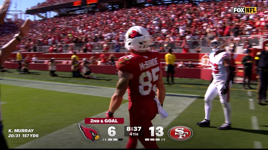 Cardinals' Kyler Murray throws 1-yard TD to Trey McBride to tie score against 49ers | NFL Highlights