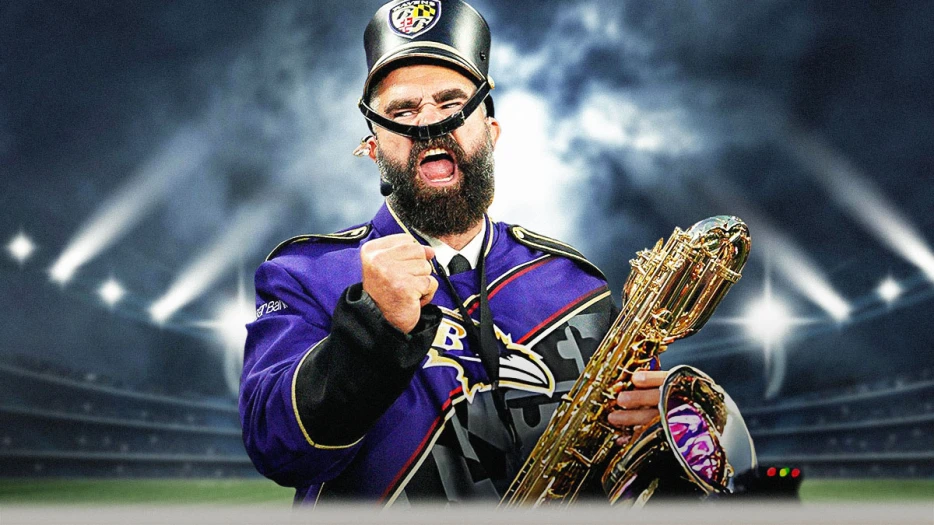 Jason Kelce shows off his band skills at Ravens-Lions game