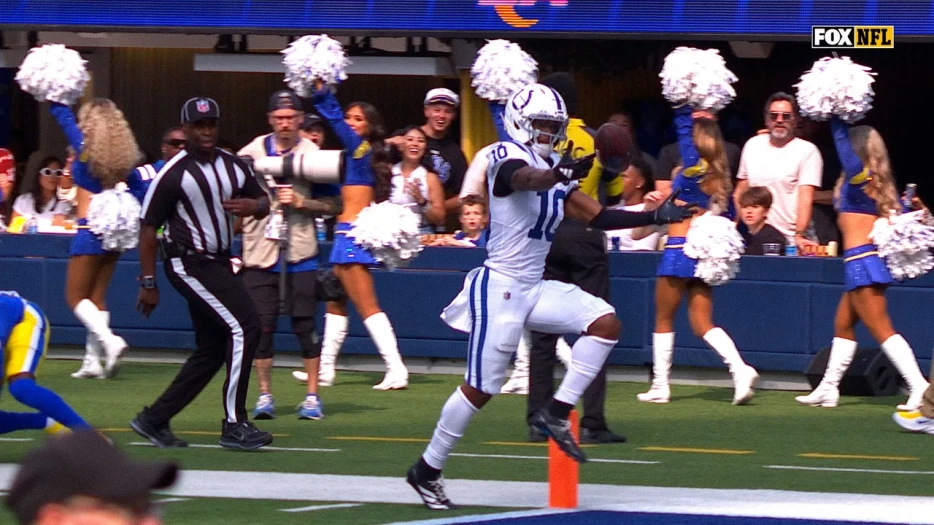 Colts' Adonai Mitchell drops football crossing goal line causing a touchback | NFL Highlights