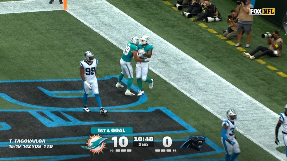 Tua Tagovailoa finds Darren Waller for four-yard TD, extending Dolphins' lead over Panthers | NFL Highlights