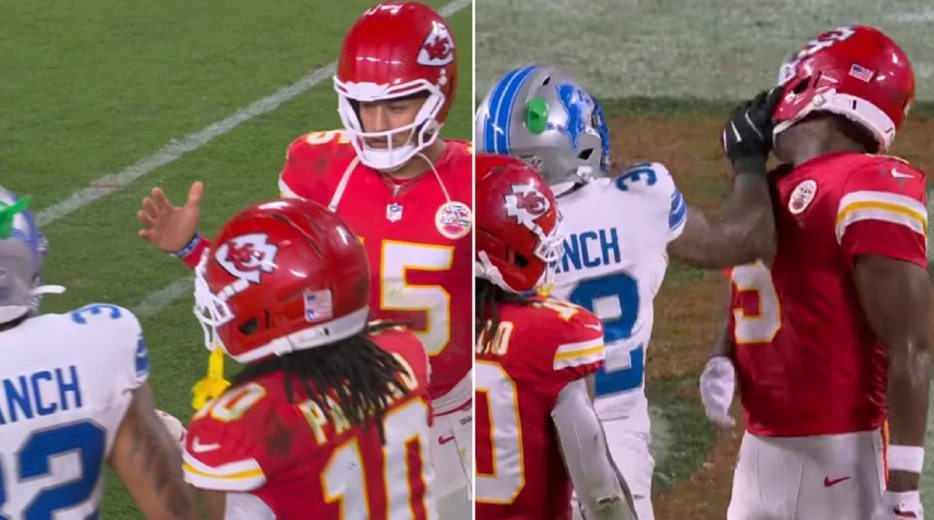 Wild Brawl Breaks Out Between Chiefs &amp; Lions After Brian Branch Leaves Patrick Mahomes Hanging To Slap JuJu Smith-Schuster