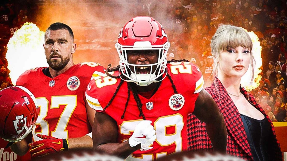 Chiefs’ Kareem Hunt links up with Taylor Swift, Travis Kelce after Lions win