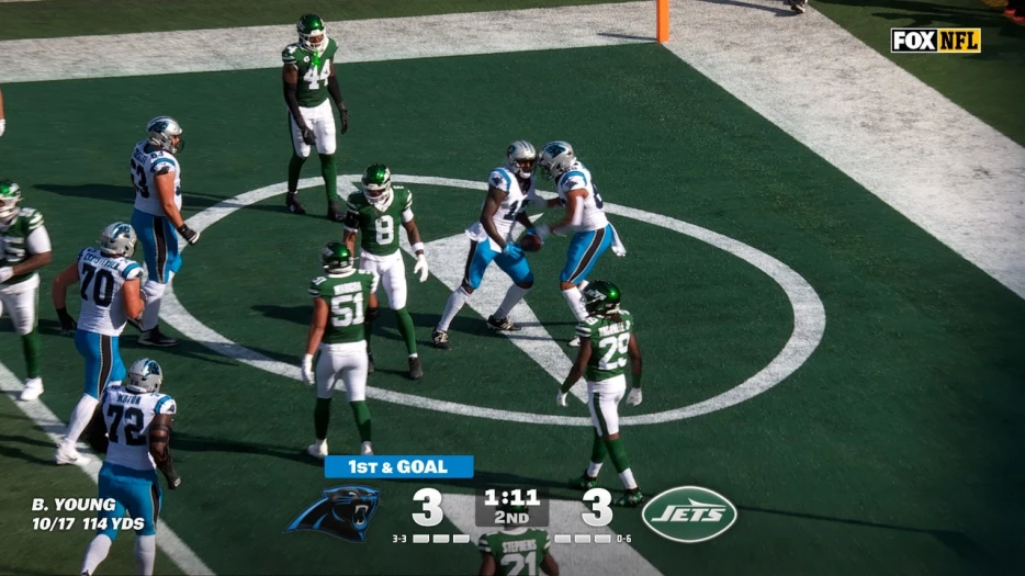 Bryce Young connects with Xavier Legette on 3-Yard TD pass to give Panthers lead over Jets | NFL Highlights
