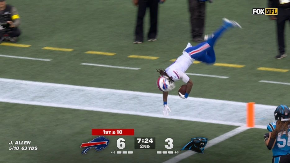 James Cook breaks loose for a 64-yard TD, extending Bills' lead over Panthers | NFL Highlights