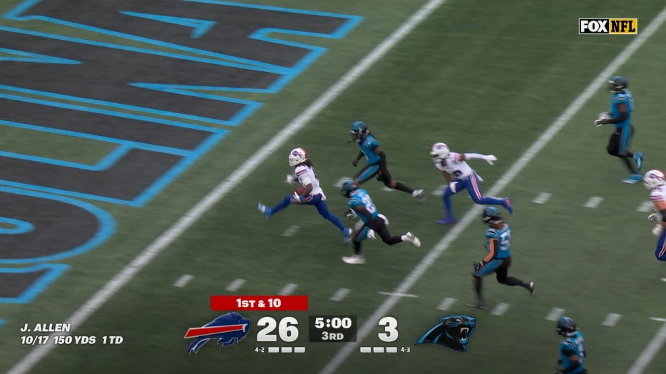James Cook rushes for a 21-yard TD, extending Bills' lead over Panthers | NFL Highlights