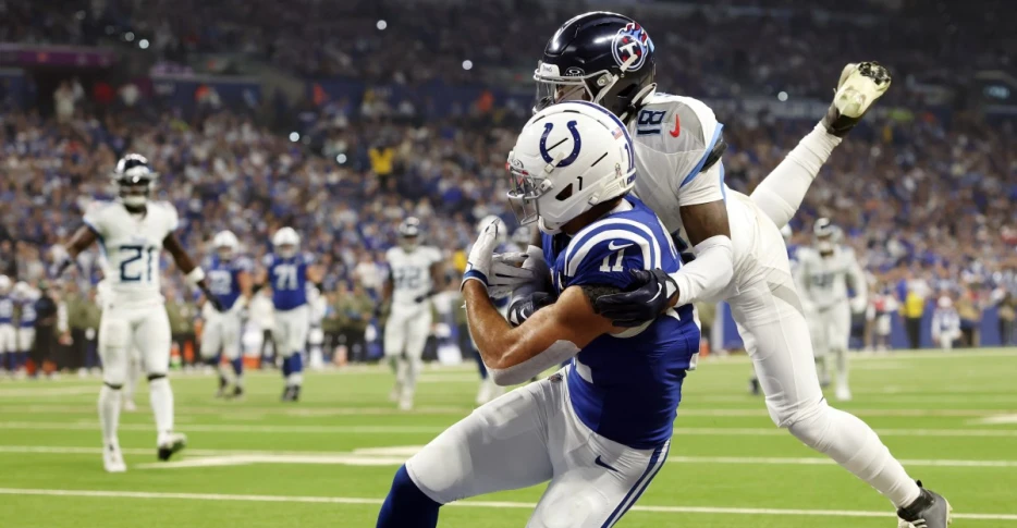 Michael Pittman Jr. makes absurd touchdown snag against Titans for fourth TD in last five meetings