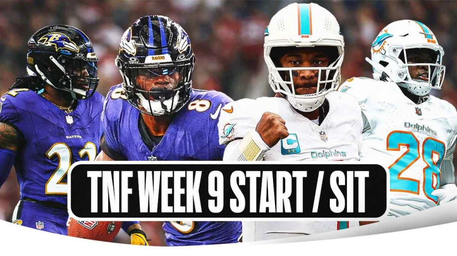 Ravens Dolphins Fantasy Football Week 9 Start ‘Em, Sit ‘Em