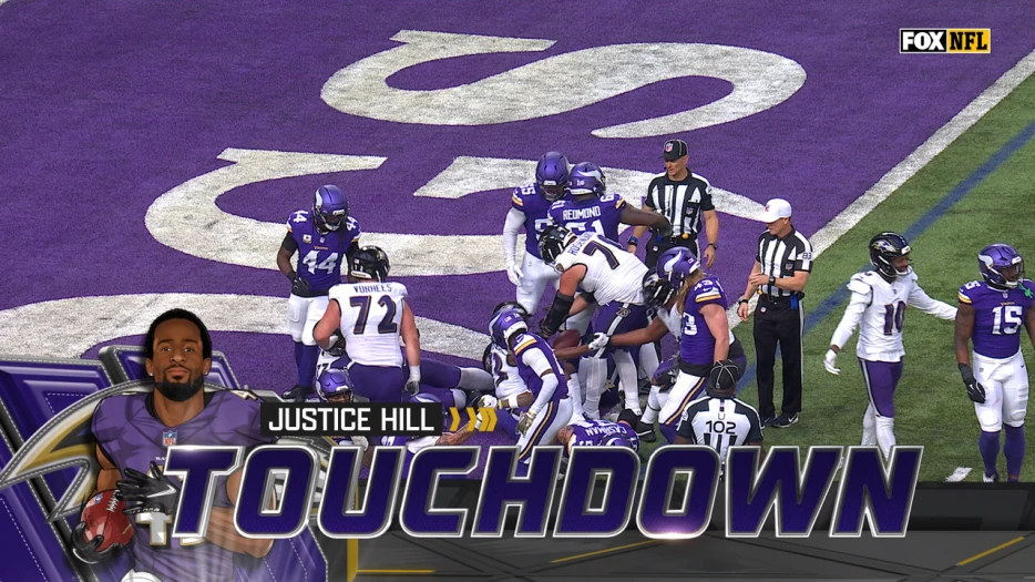 Justice Hill rushes one-yard TD, extending Ravens' lead over Vikings | NFL Highlights